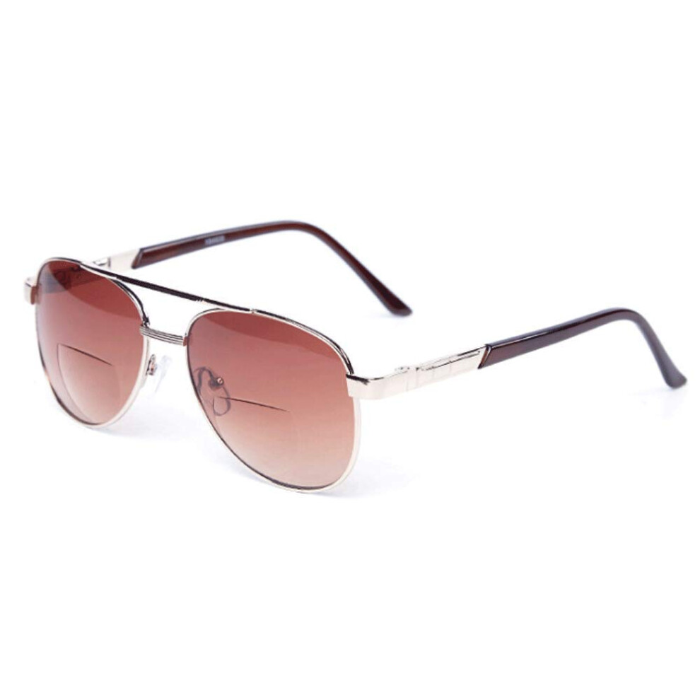 Brown Bifocal Aviator Reading Sunglasses +3.50 Lens Uv Protection For Men And Women