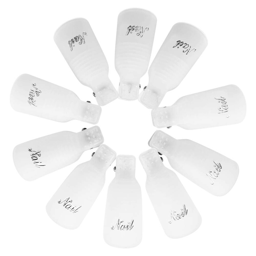10pc Nail Polish Remover Clips for Gel Soak Off Acrylic Nails UV Polish Removal Transparent