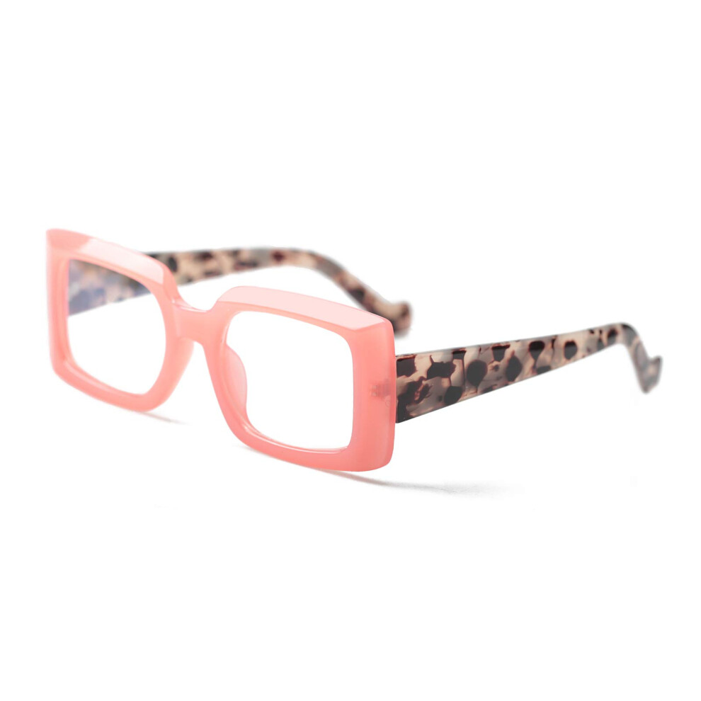Pink/Light Women's Cat Eye Reading Glasses +1.5 With Blocking Lenses For Clear Closeup Vision