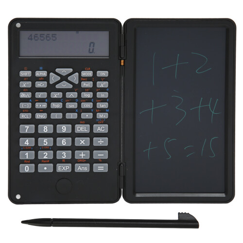 Portable 10-Digit LCD Scientific Calculator with Notepad, Black 1