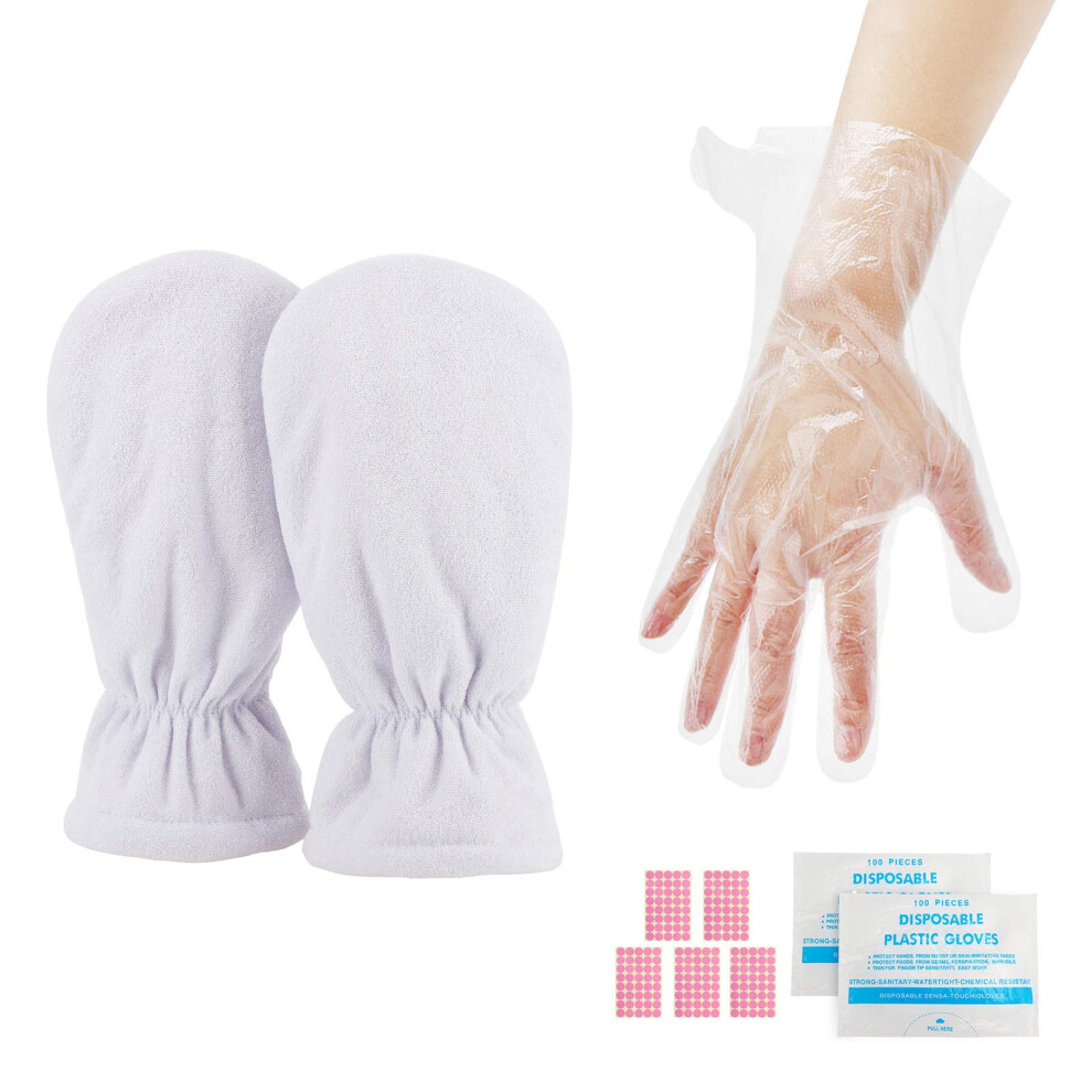 Paraffin Wax Mitts with Double Padded Terry Cloth and Adjustable Opening, 200pcs Bath Liners for Hand Spa