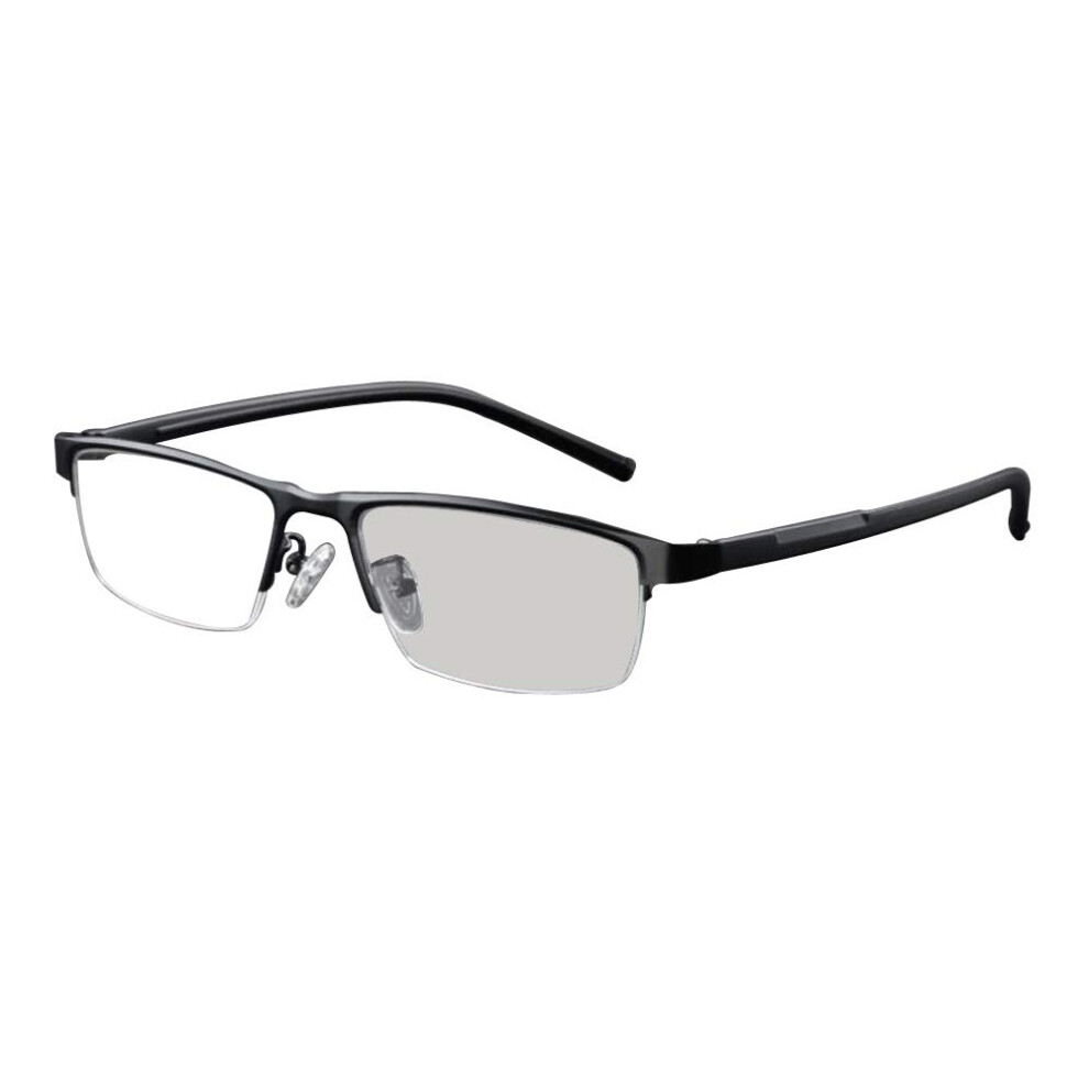 Photochromic Reading Glasses UV400 Metal Frame Dual Vision for Myopia Indoor Outdoor Use