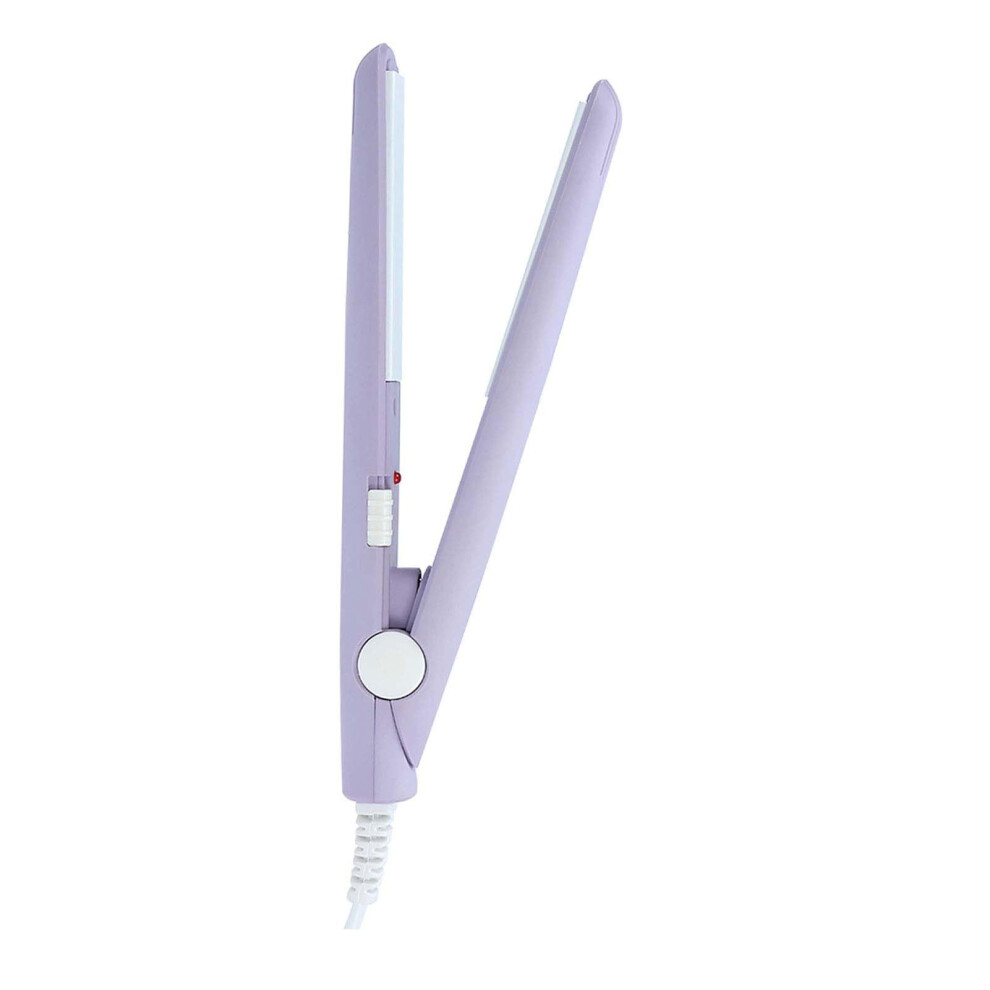 Mini Hair Straightener 2 in 1 Curler for Short Hair with Ceramic Tourmaline Plates, Travel Purple