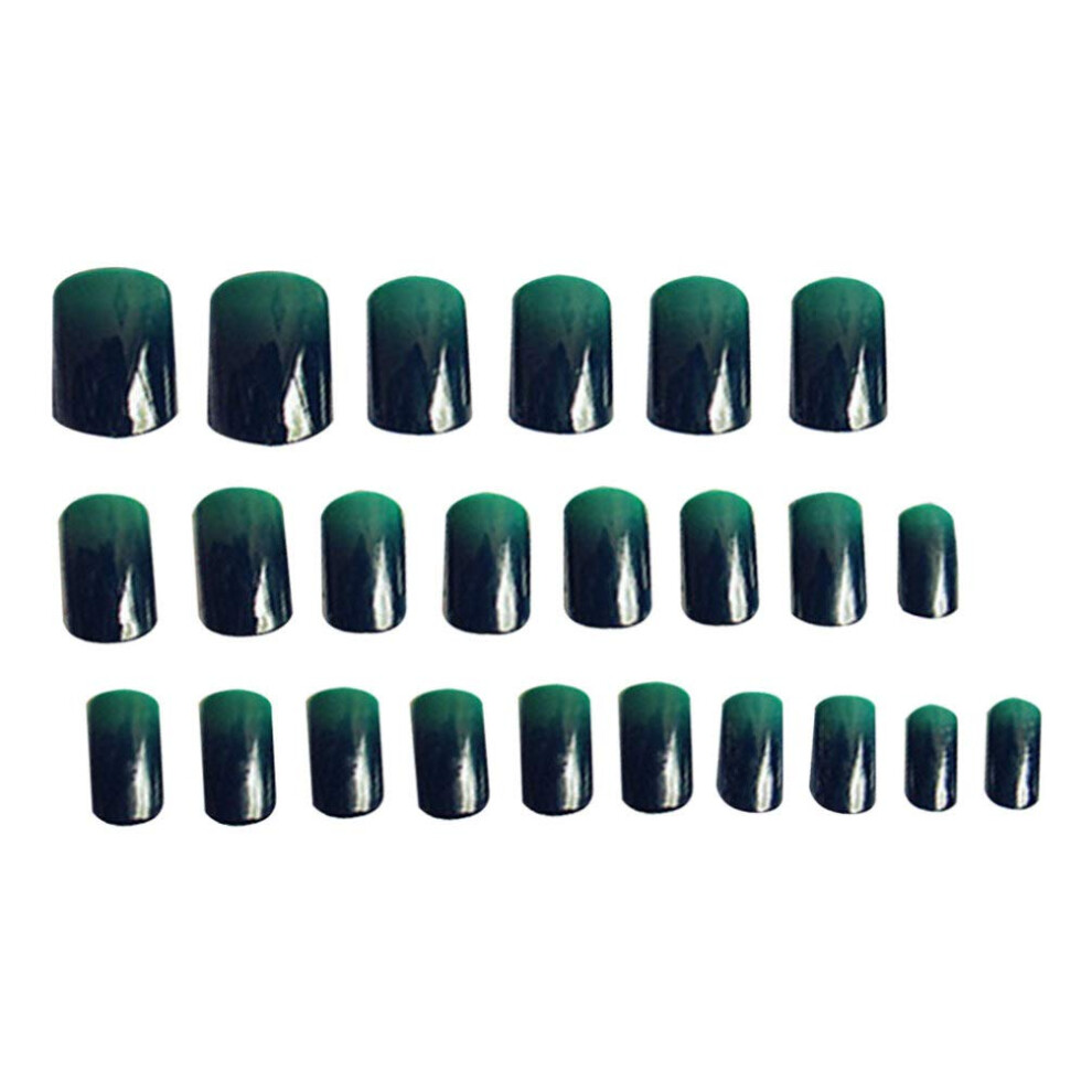 Green Resin Fake Nails Set 24Pcs Artificial Nail Tips For Diy Nail Art And Salon Manicure