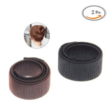 Hair Bun Maker French Twist Styling Tool with Secure Snap Lock, 2 Colors Black and Brown Set