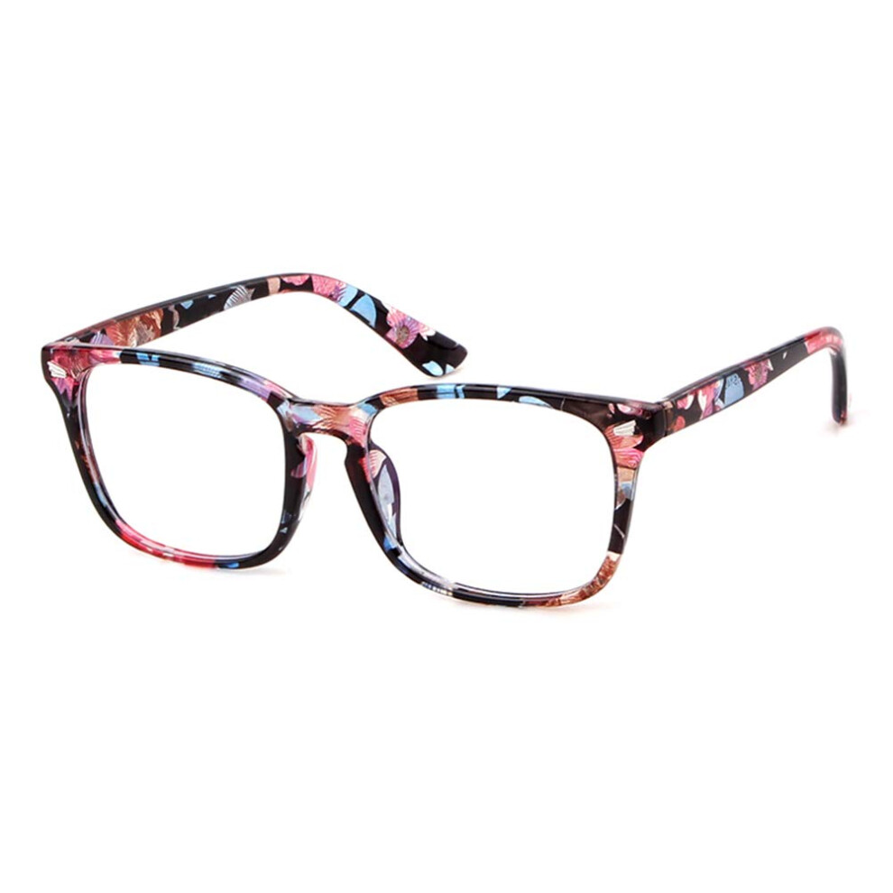 Blue/Light Blocking Computer Glasses With Flower Frame Clear Lenses For Eye Strain Relief