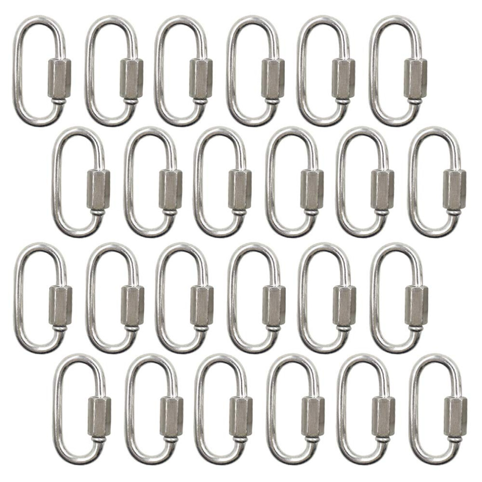 24 Pack Stainless Steel Quick Links D Shape Locking Carabiners 3.5Mm Secure Screw Lock Connector 9169991779683