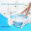 Foldable Foot Spa Bath with Massage Bottom, Blue Plastic Soaking Tub, 19cm Compact Basin 3
