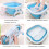 Foldable Foot Spa Bath with Massage Bottom, Blue Plastic Soaking Tub, 19cm Compact Basin 4