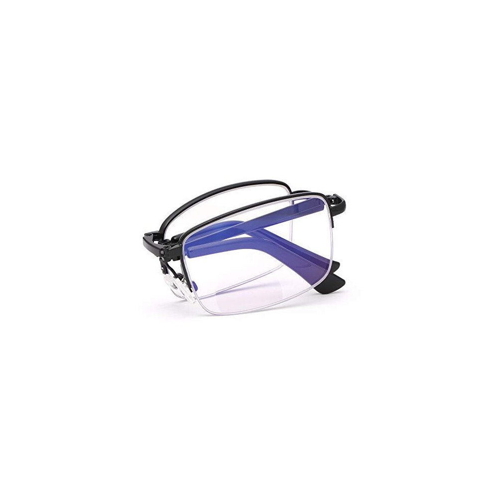 Blue/Light Blocking Bifocal Reading Glasses Ultra Semi Rimless Folding Readers For Travel