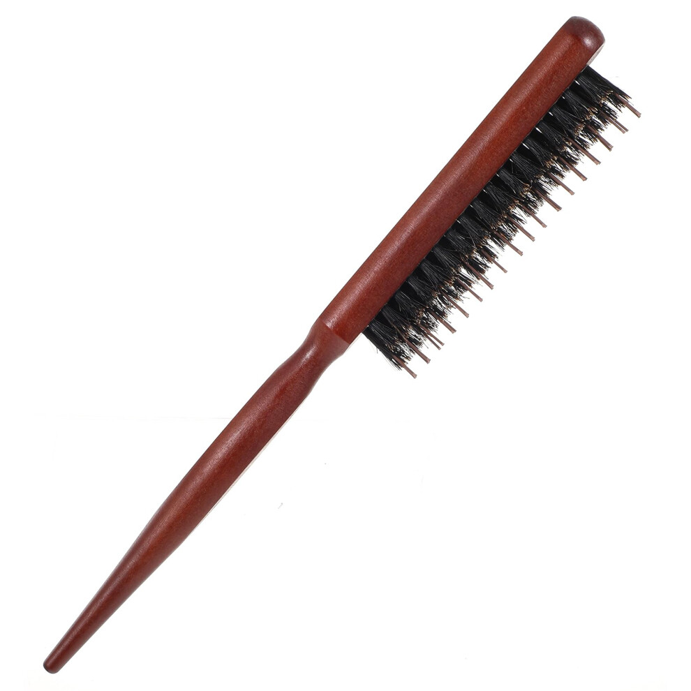 Brown Teasing Brush With Dual Bristle Blend And Ergonomic Rat Tail Handle For Fine Hair Styling,