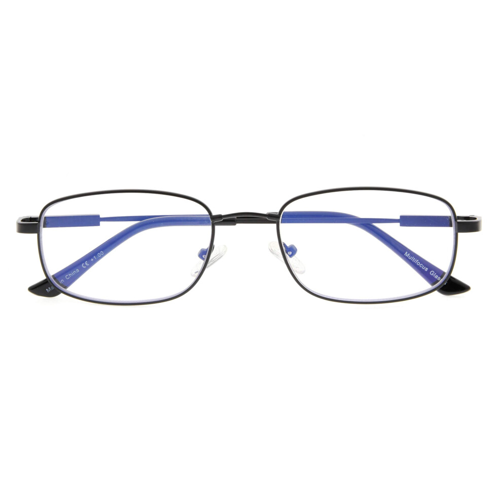 Progressive Multifocus Reading Glasses +3.00 with UV Protection and Flexible Memory Frame Black