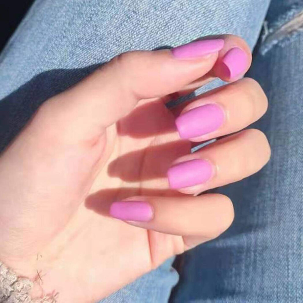Light Pink Matte Press on Nails with Adhesive Tabs, Short False Nails for Women, 24pcs