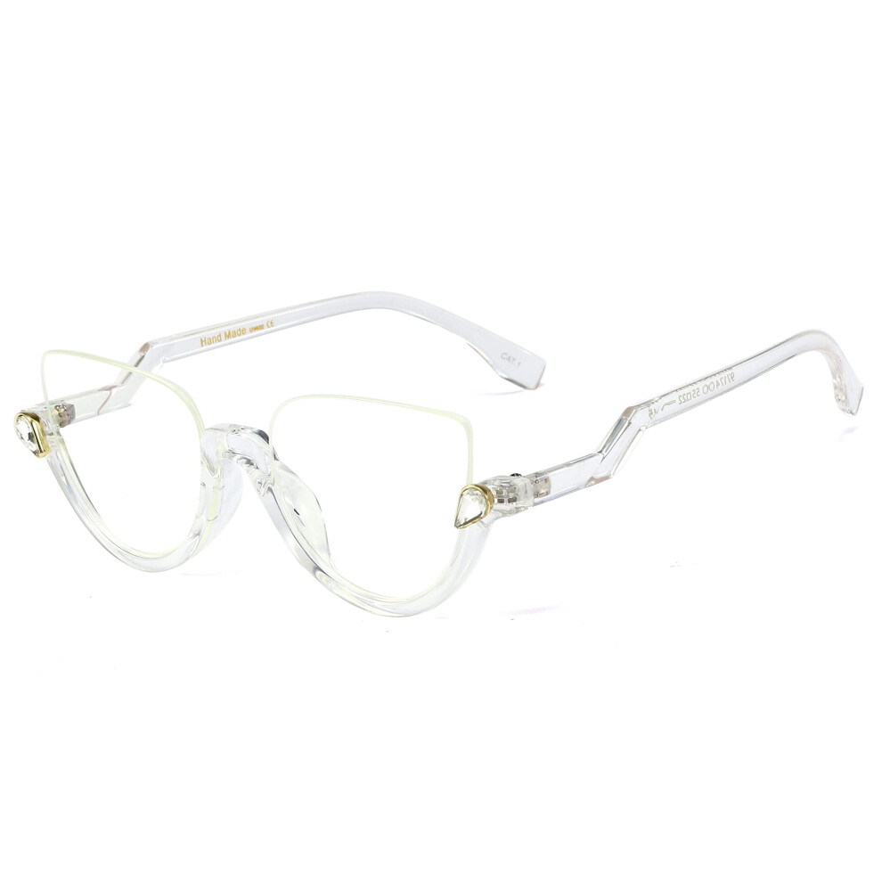 CatEye Reading Glasses for Women 1.75x Clear Magnification HalfRim Large Lens Frame