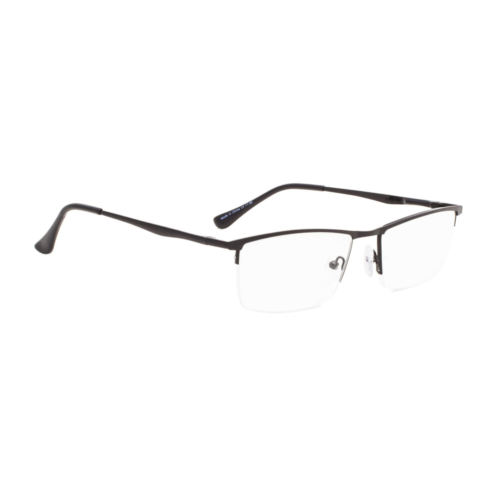Black Half Rim Metal Reading Glasses +3.00 Diopter Unisex Durable Frame For Clear Closeup