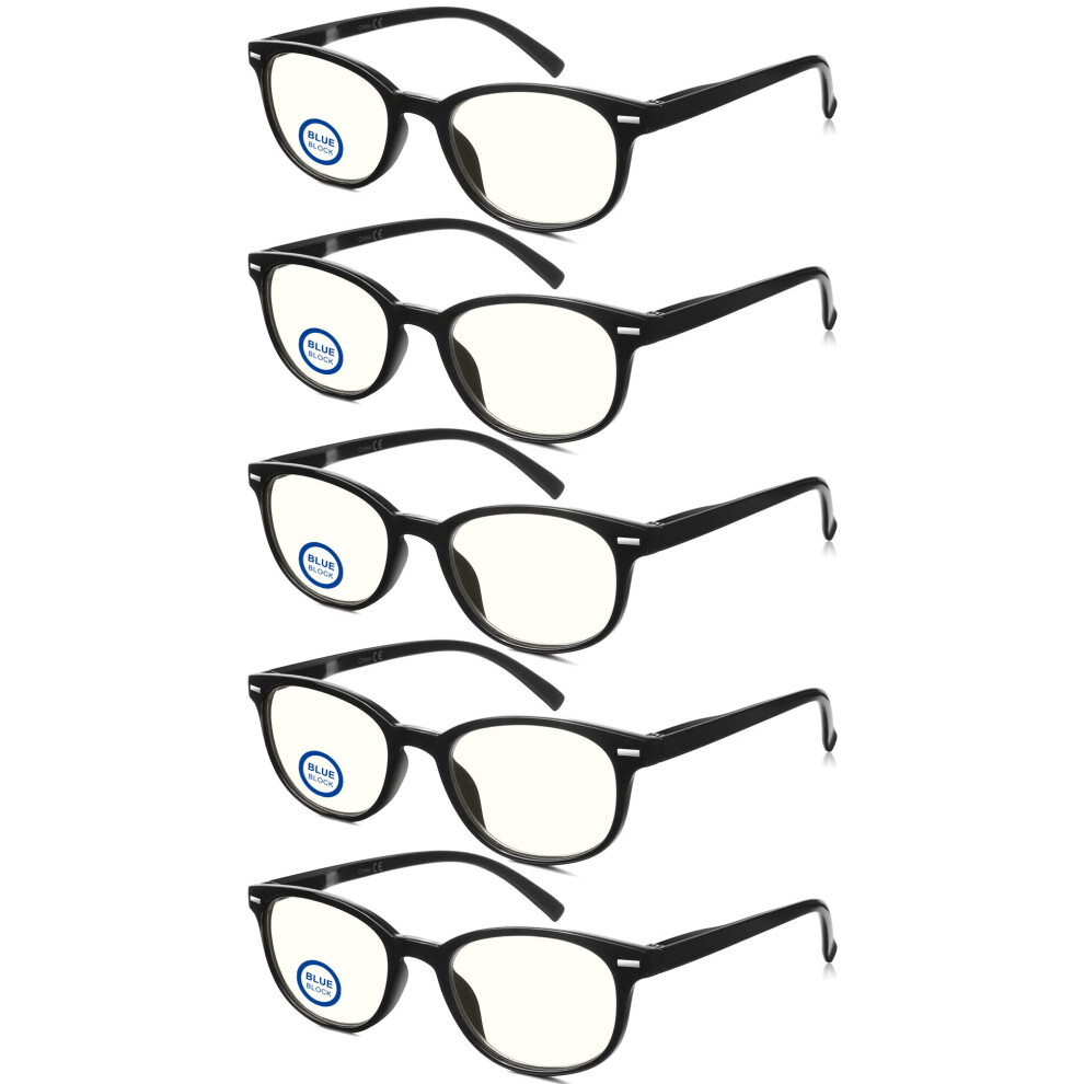 Blue Light Blocking Reading Glasses +2.0 for Women and Men, Anti Glare Lightweight Spring Hinges