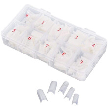 500pcs Natural French Acrylic Half Cover Nail Tips with Box, 10 Sizes Smooth Surface for Salon DIY