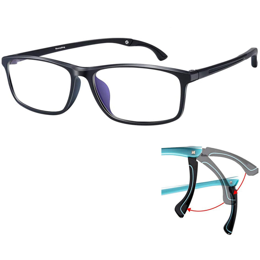 Blue/Light/Black Blocking Reading Glasses +3.25 Tr90 Matte Computer Readers Uv Protection Adjustable Temples
