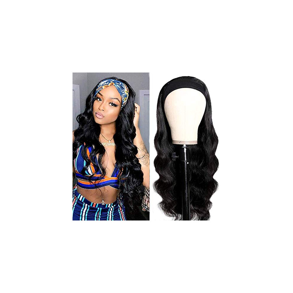 Headband Wig for Black Women 16 Inch Brazilian Virgin Human Hair Body Wave 180% Density Glue