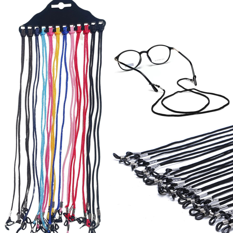 12 Pack Black Eyeglass Strap Glasses Lanyard AntiSkid Neck Holder for Reading and Sports