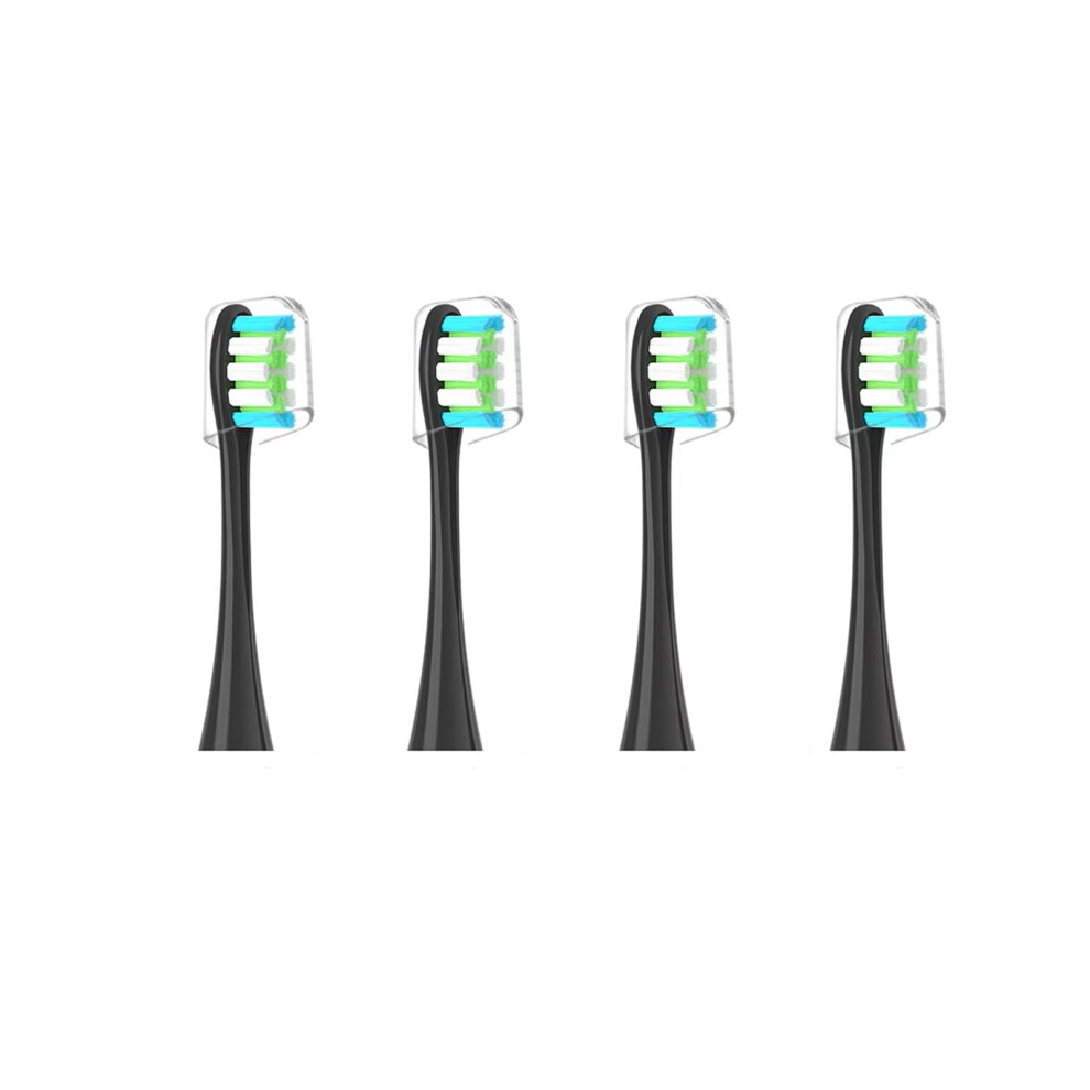 Toothbrush Heads Black Size 4 Replacement with Hygienic Caps Compatible with Oclean All Models