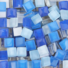 Glass Mosaic Tiles Blue Mix 1x1cm Square 220pcs for DIY Crafts and Home Decoration