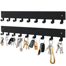 Wall Mounted Key Holder with 18 Hooks, Metal Key Organizer Rack for Entryway, Kitchen, Office, 2 Pack 14 Inch