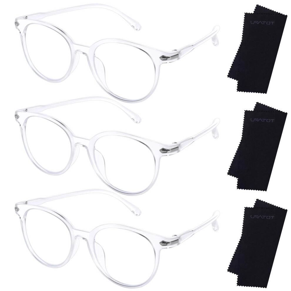 Blue/Light 3 Pack Blocking Glasses For Women And Men, Retro Clear Lens Computer Reading Eyewear