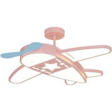 Kids Room Ceiling Light Airplane Design with Remote, Pink Nursery Chandelier with Star Projection