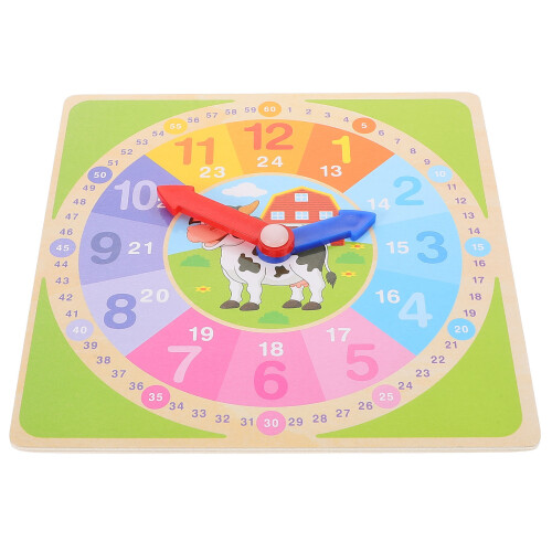 2Pcs Natural Wood Kids Clock Model Multicolor Educational Toy