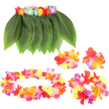 5Pcs Purple Hula Leaf Skirt Durable Hawaii Tropical Party Costume