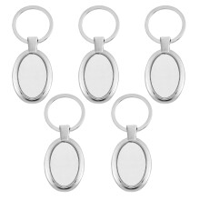 10Pcs Silver Sublimation Blank Metal Key Rings DIY Photo Key Holder