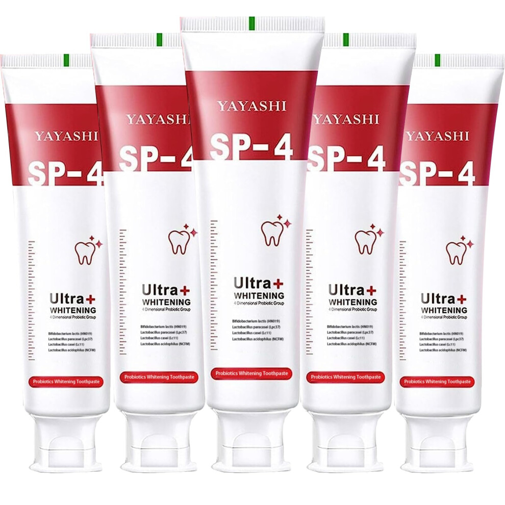 Red Probiotics Whitening Toothpaste 5 Pack For Fresh Breath, Stain Removal And Healthy Gums