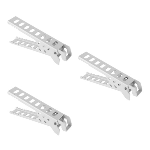 3Pcs Multi-Function Camping Pot Clamp Silver Pot Clip Bbq Grill Tong 2