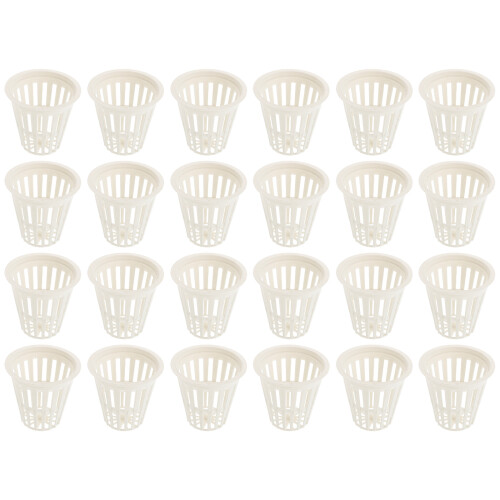 100Pcs Plastic Hydroponic Plant Basket White Garden Mesh Root Pot