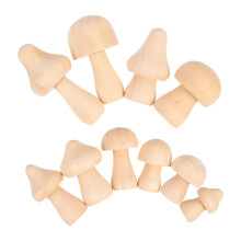 40Pcs Miniature Wooden Mushrooms Plain DIY Painting Toy Light Yellow