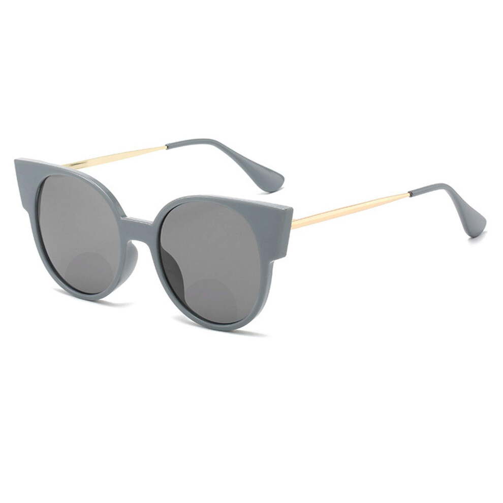 Blue Bifocal Reading Glasses For Women 2.5X Clear Magnification Light Blocking Cat Eye Gray