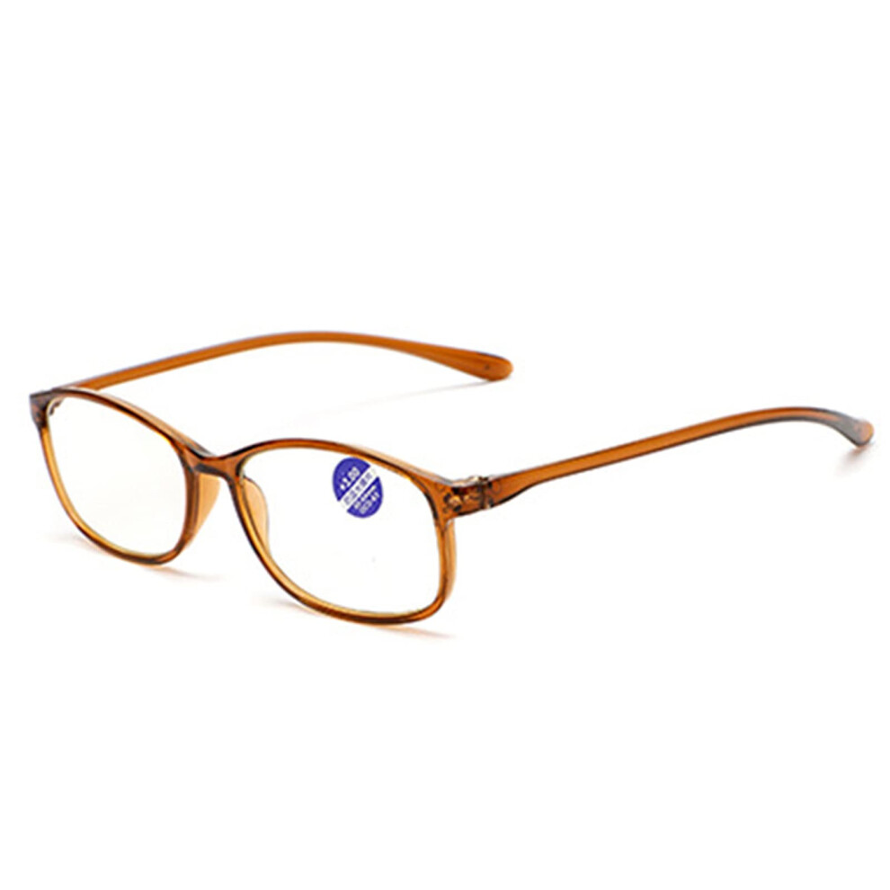Blue Light Blocking Reading Glasses 2.0x Coffee Color with Fashion Spring Hinges and UV Protection