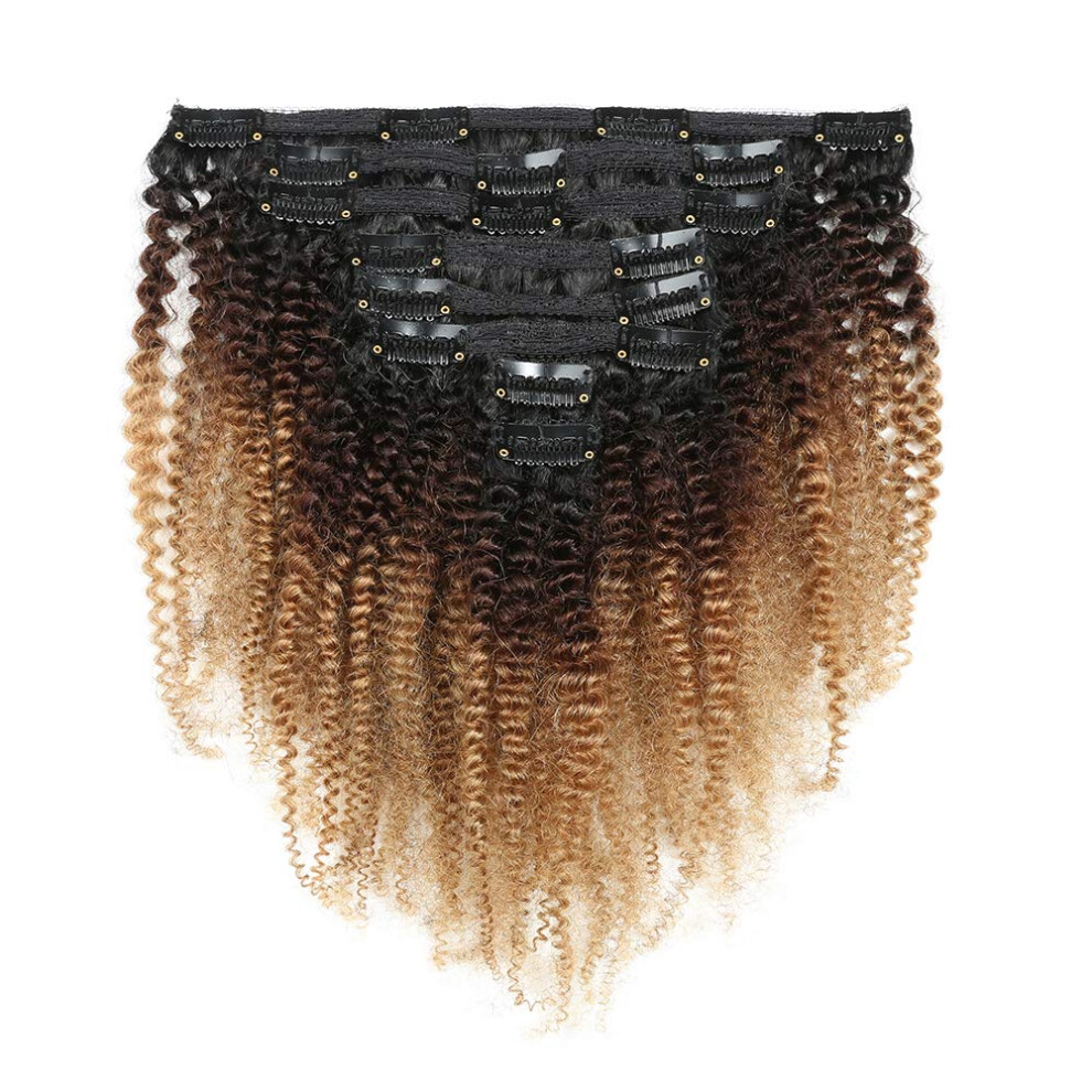 Unisex Afro Kinky Curly Clip In Human Hair Extensions 4B 4C Brazilian Virgin Remy Double Weft 12Inch 8Pcs