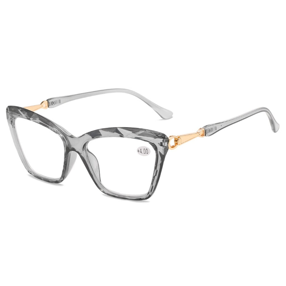 Gray Women's Cat Eye Reading Glasses 2.5X Diamond Frame Fashion Readers