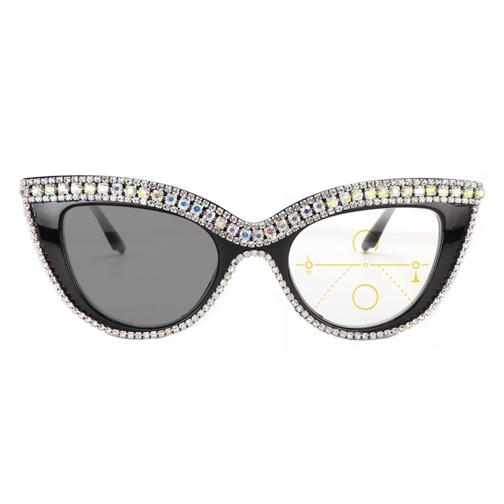 Women's Cat Eye Photochromic Reading Glasses 2.5x UV400 Progressive Multifocal Sunglasses