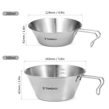 Tazza Sierra in acciaio inossidabile con capacità di 200 ml / 500 ml, tazza per misurare per campeggio e attività all'aperto