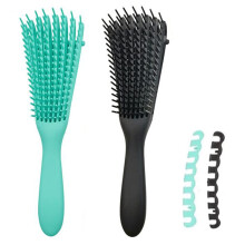 2 Pack Detangling Hair Brush for Curly or Thick Hair, Vented Blow Dry Brush with Ergonomic Grip, Green and Black