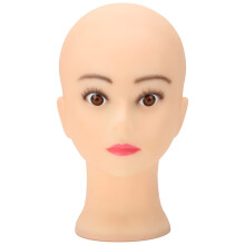 PVC Bald Mannequin Head 50cm with Stand Hole for Wig Styling Hats Glasses Display