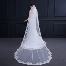 Long Ivory Lace Wedding Veil with Comb  Elegant Cathedral Length Tulle Bridal Veil 300cm