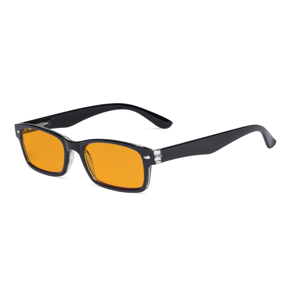 Blue/Light/Black Blocking Computer Reading Glasses +3.00 Frame With Orange Tinted Lenses For Nighttime