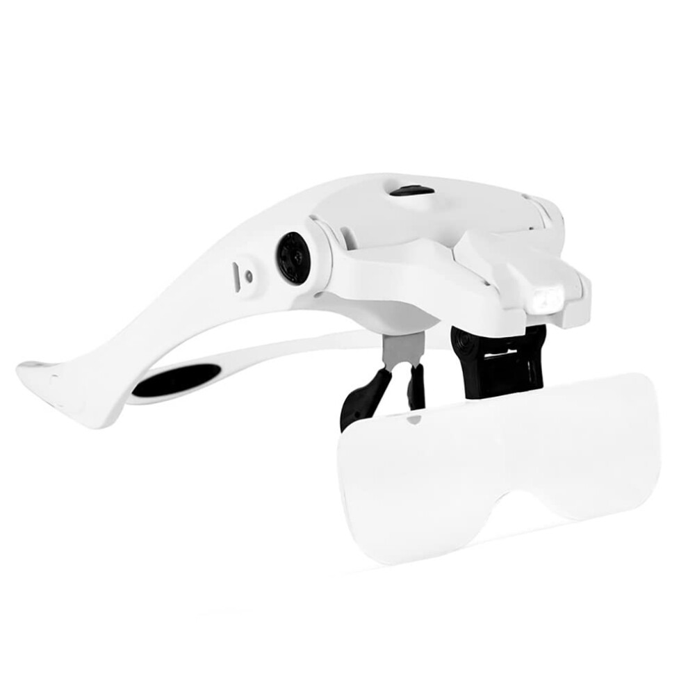 Light Headband Magnifier With 5 Interchangeable Lenses Led Hands Glasses For Jewelry Watch
