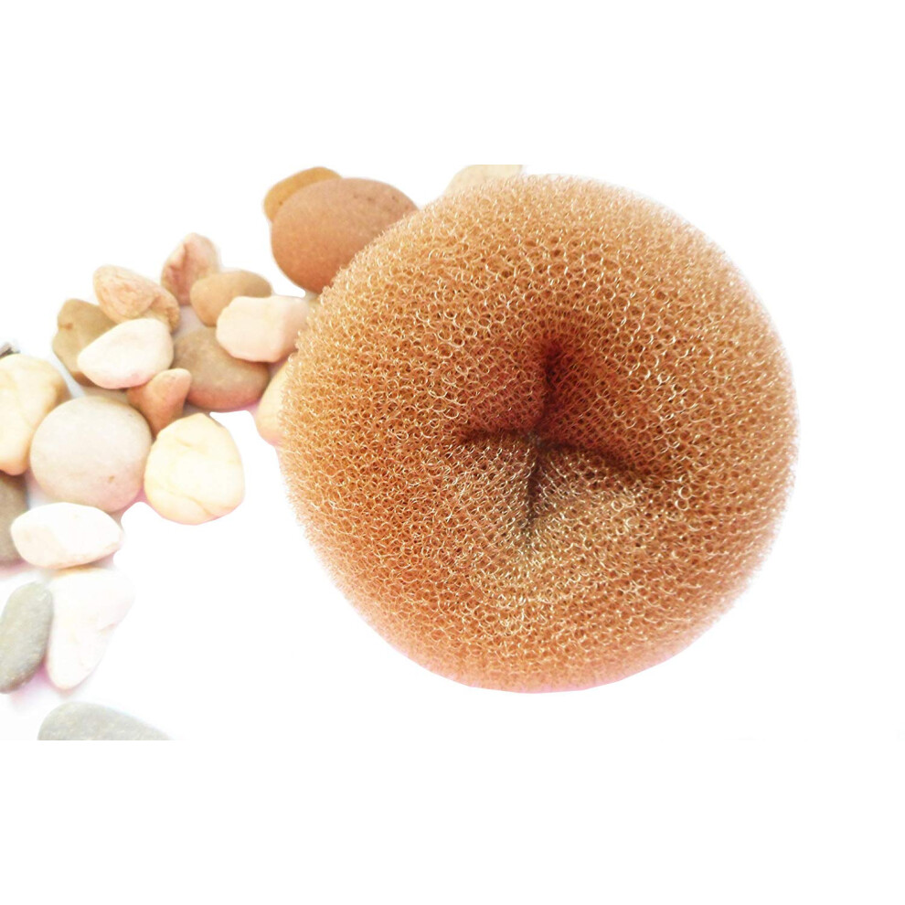 Unisex Brown Extra Large Hair Bun Maker Light Coffee Nylon Donut For Quick Voluminous Buns And Ballet Chignon