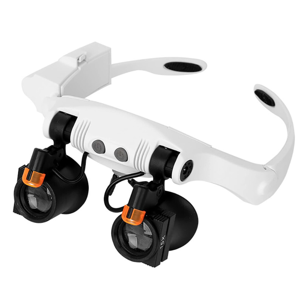 Head Mount Magnifier with LED Light, Hands Headband with Dual Modes and 21X Adjustable Zoom for Crafts and