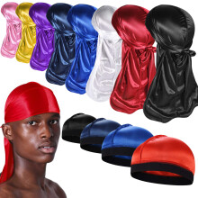 12Piece Silky Durag and Wave Cap Set for Men with Long Tail Straps and Secure Compression Fit
